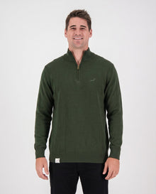 Springboks Quarter Zip Knit Knitwear Rifle Green - Old School