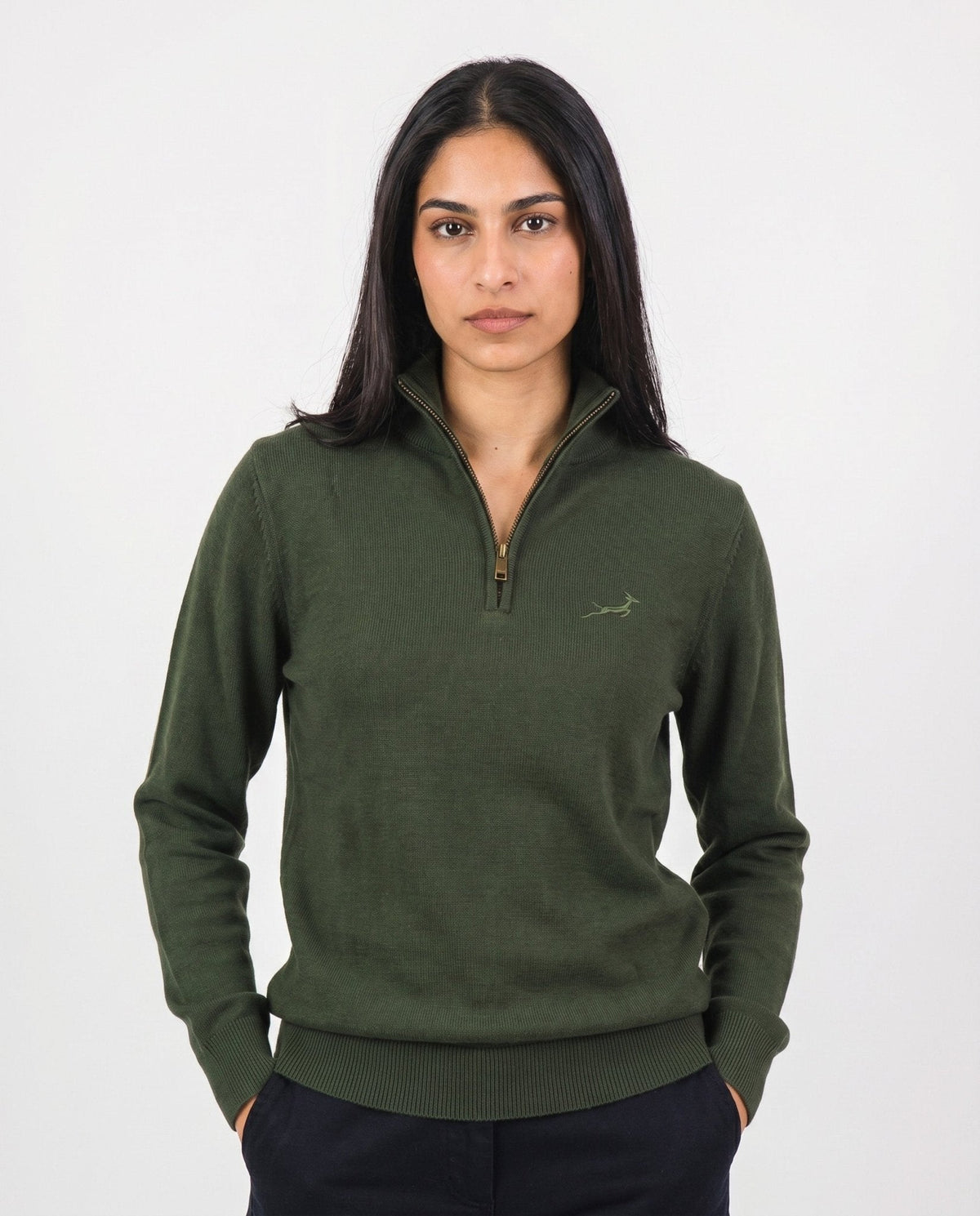 Springboks Quarter Zip Knit Knitwear Rifle Green - Old School
