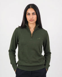 Springboks Quarter Zip Knit Knitwear Rifle Green - Old School