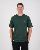 Springboks Small Logo Regular Crew T-Shirt Plain Green - Old School