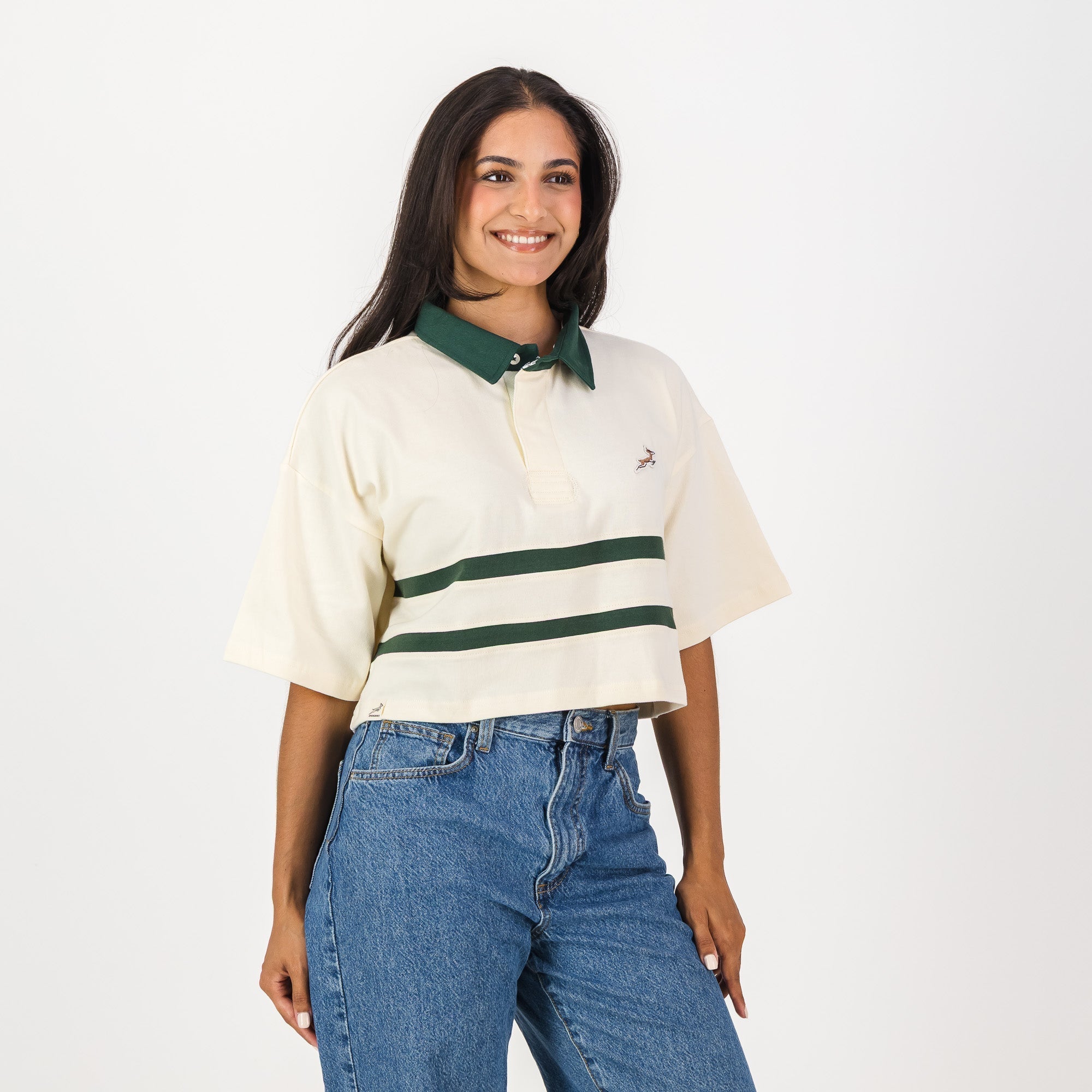 Springboks Twill Hoop SS Crop Rugby Jersey - Sugar Sizzle - Old School