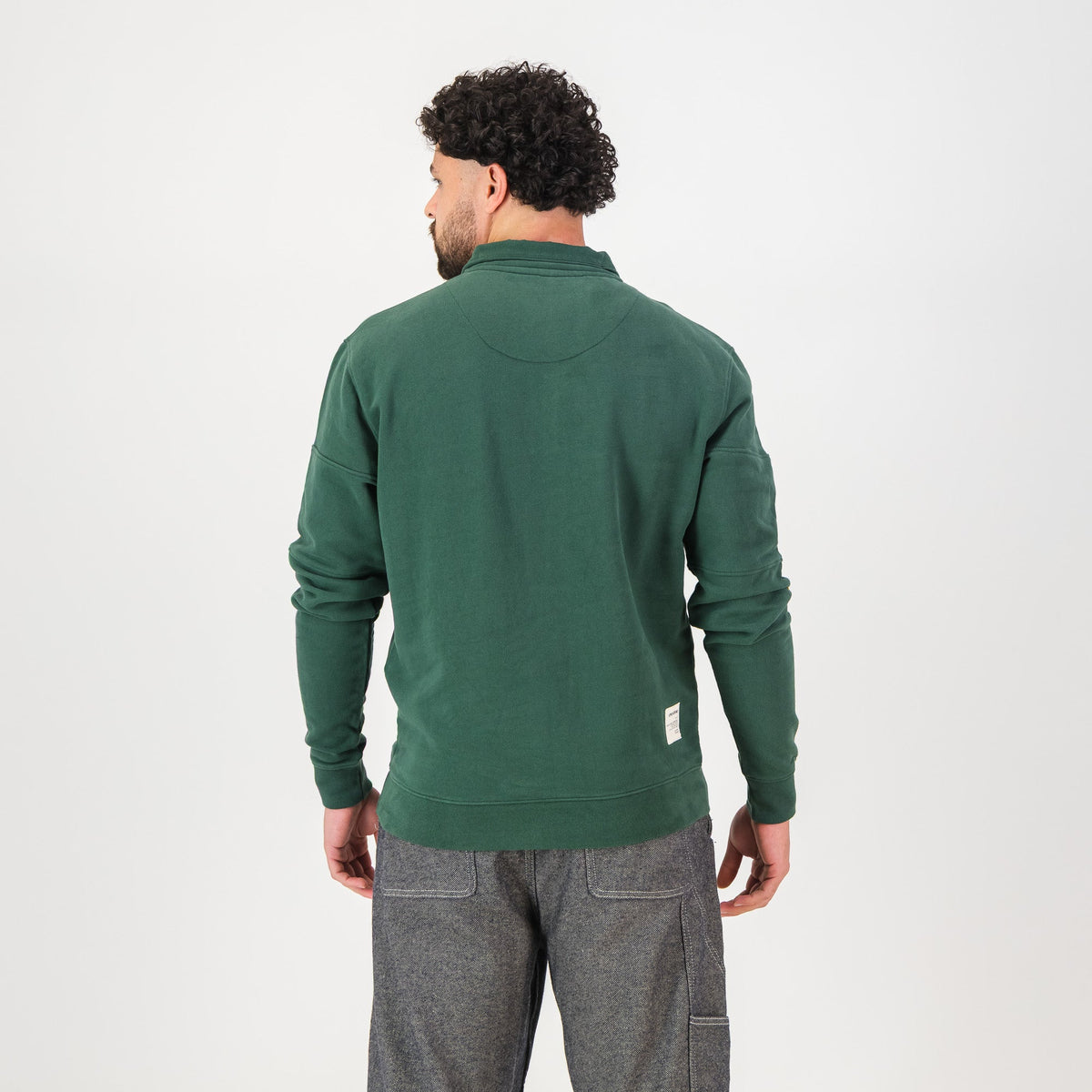 Springboks Twill SLV Quarter Zip Sweat - OS Green - Old School