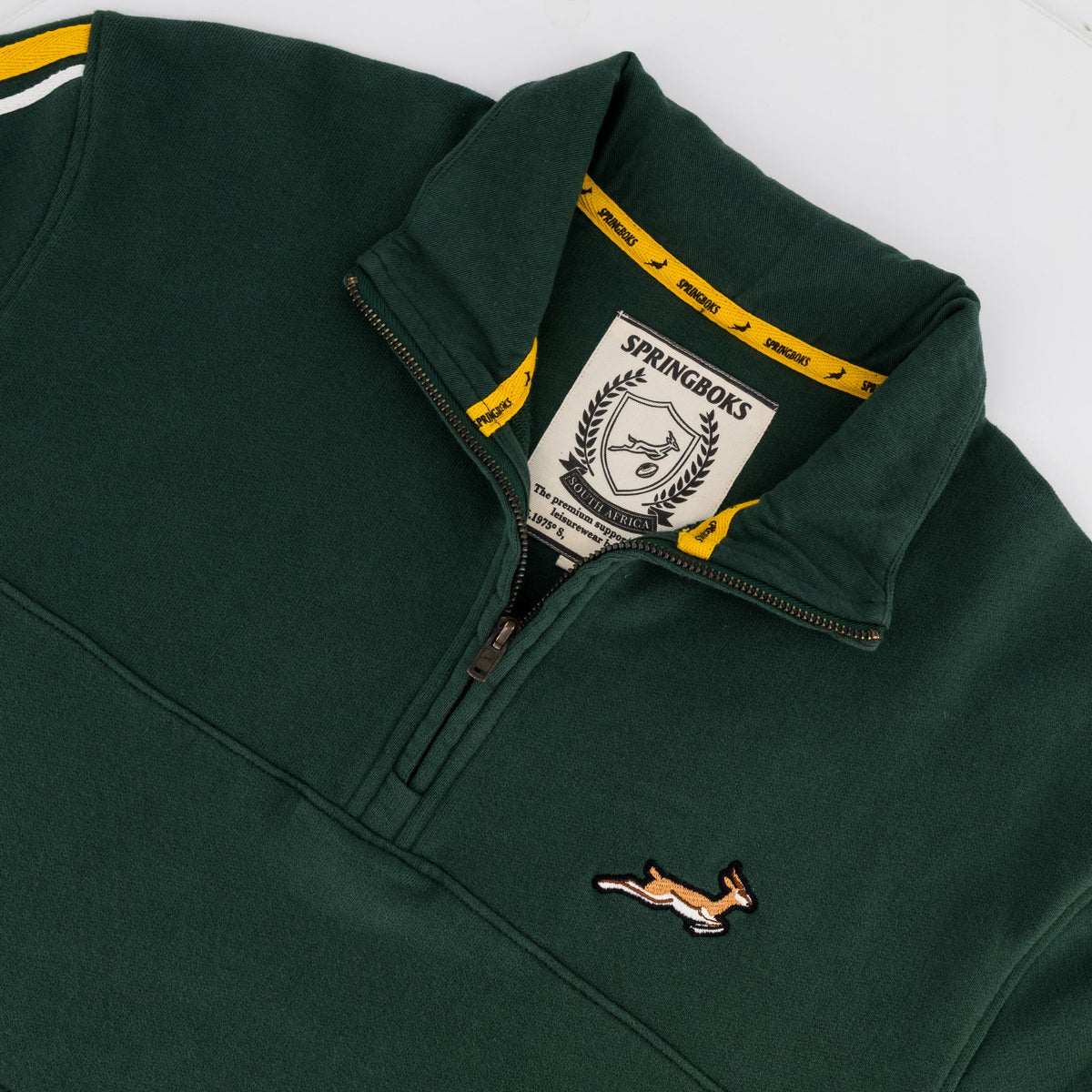 Springboks Twill SLV Quarter Zip Sweat - OS Green - Old School