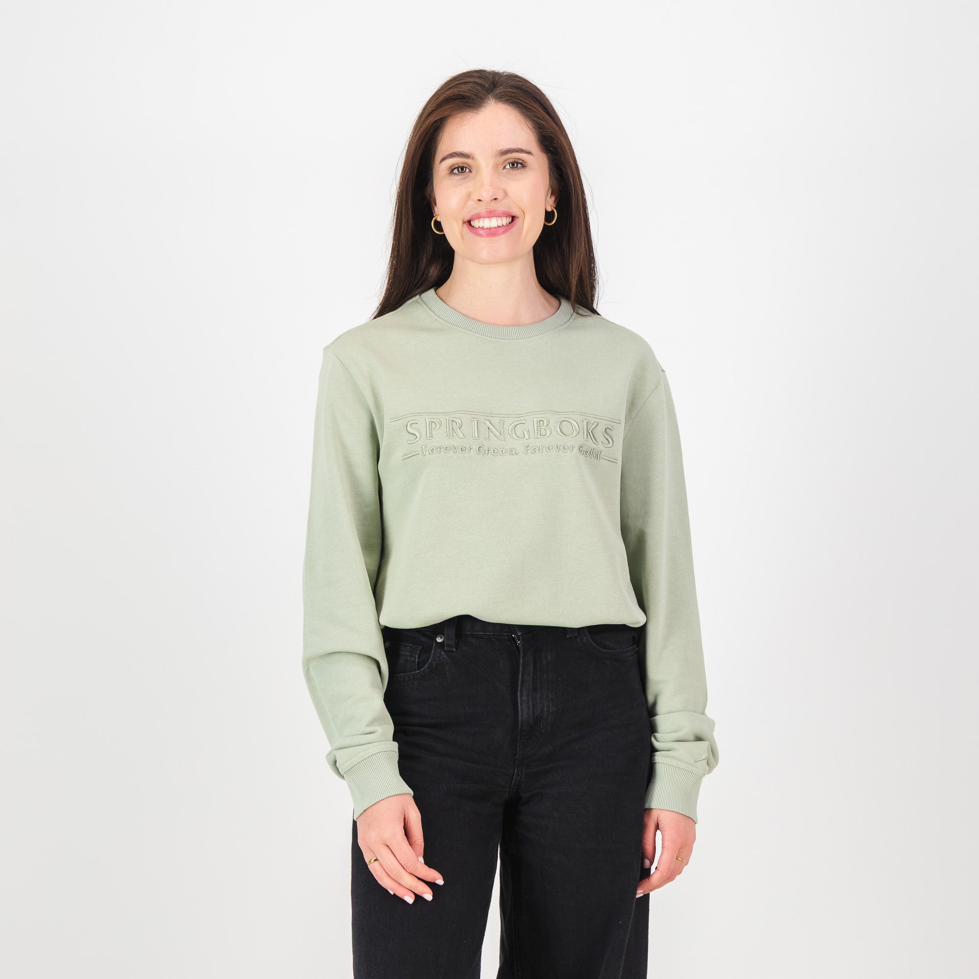 Springboks Word FGFG Crew Sweat - Desert Sage - Old School