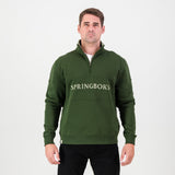 Springboks Word Quarter Zip Sweat - Military Olive - Old School