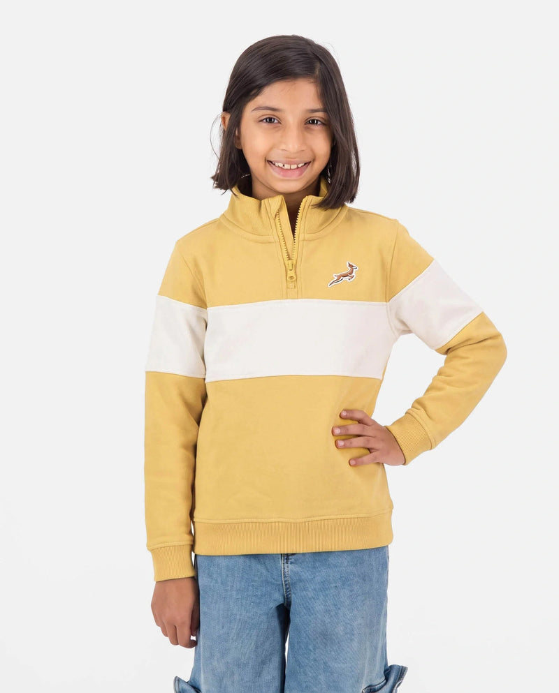Springboks Kids LS Quarter Zip Sweatshirt-Yellow