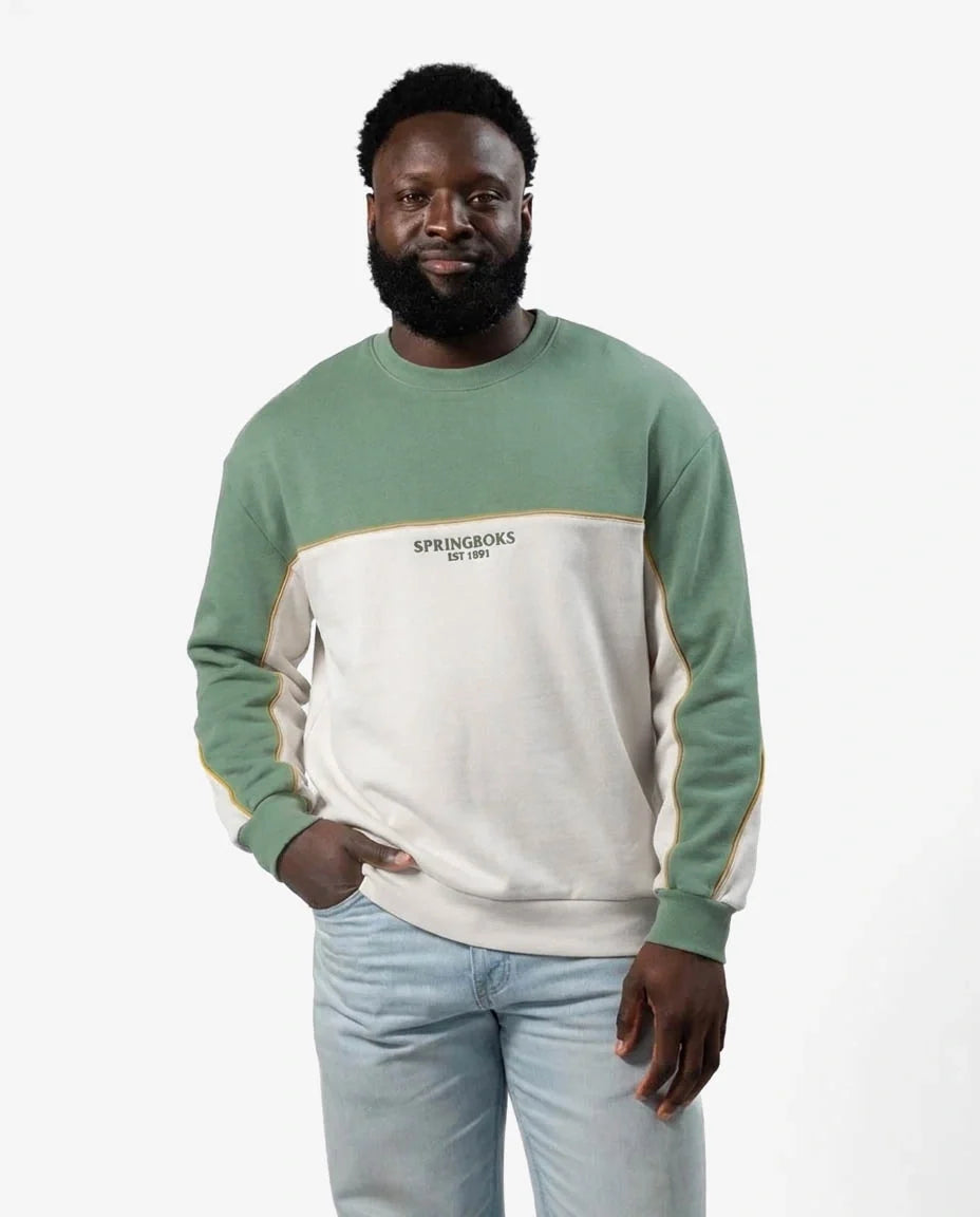 Springboks Retro Colour Block LS Sweatshirt Green