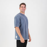 Stillknocks Acid Wash Boxy Crew Tee - Faded Denim - Old School