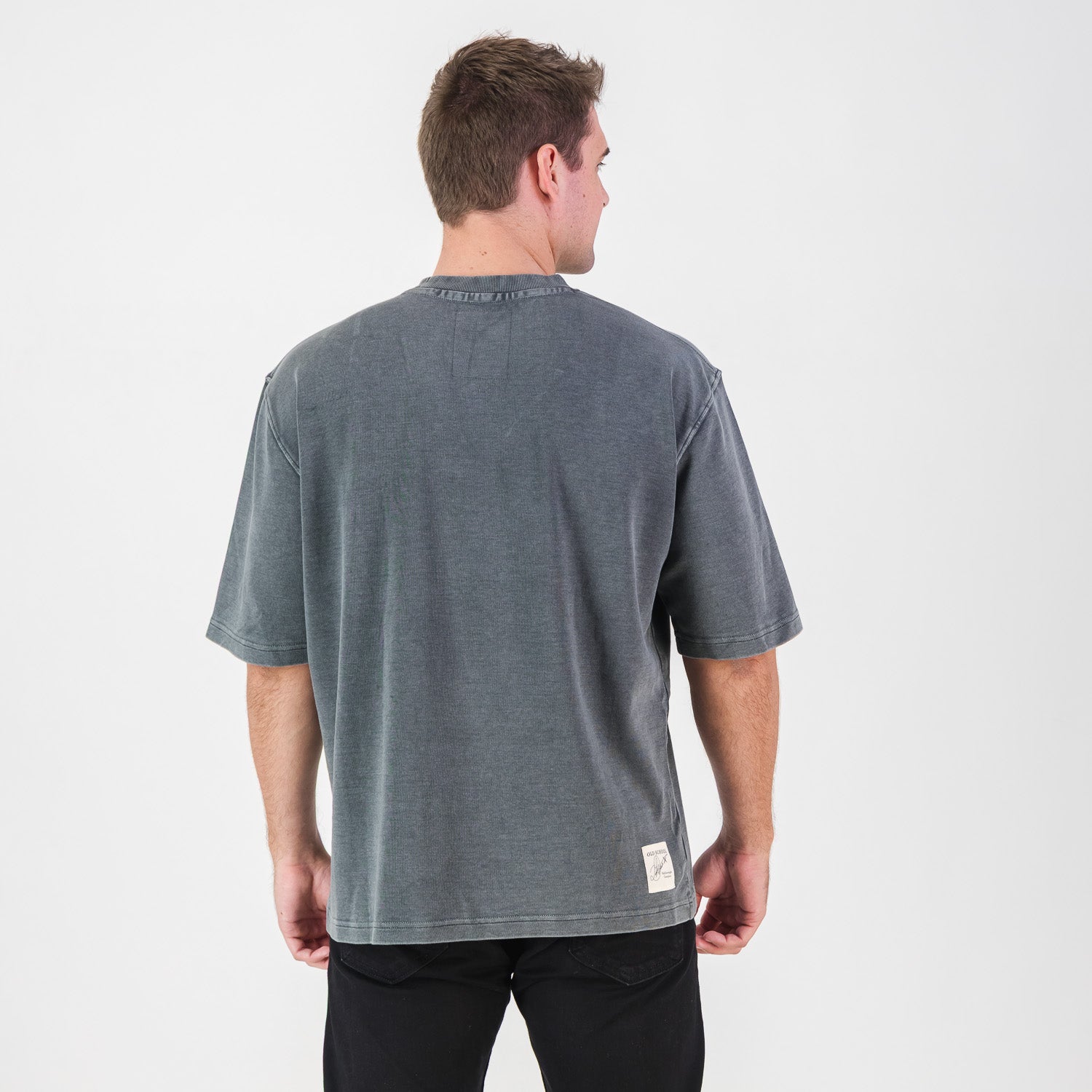Stillknocks Acid Wash Boxy Crew Tee - Turb Grey - Old School