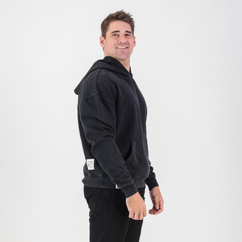 Stillknocks Acid Wash Hoodie Sweat - Black - Old School
