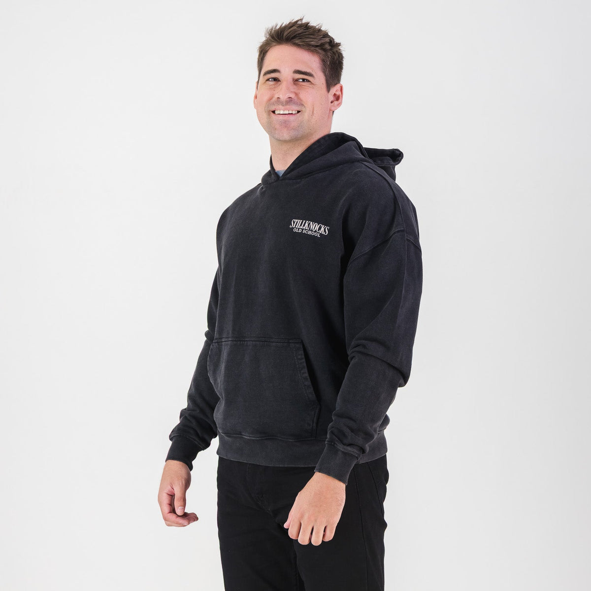 Stillknocks Acid Wash Hoodie Sweat - Black - Old School