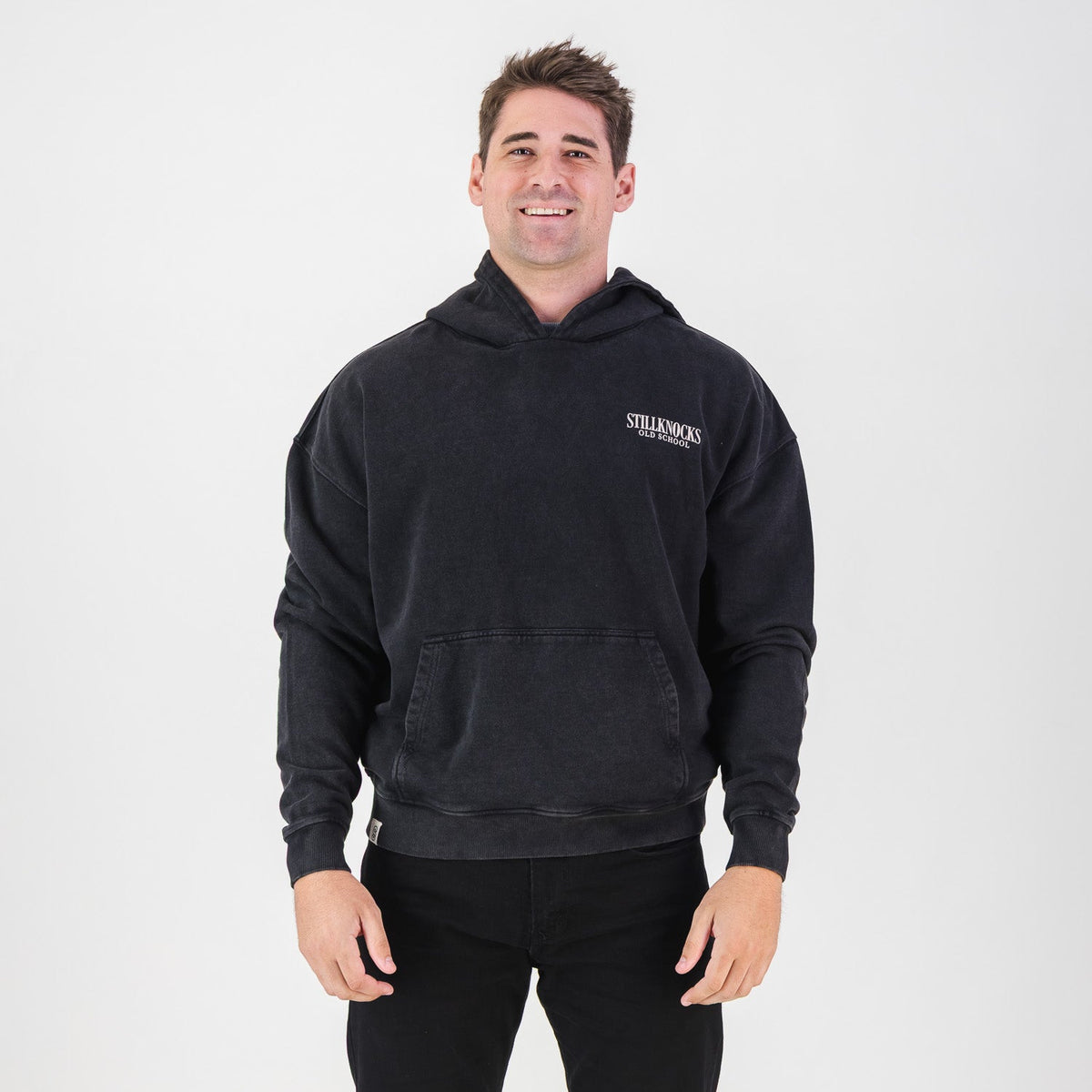 Stillknocks Acid Wash Hoodie Sweat - Black - Old School