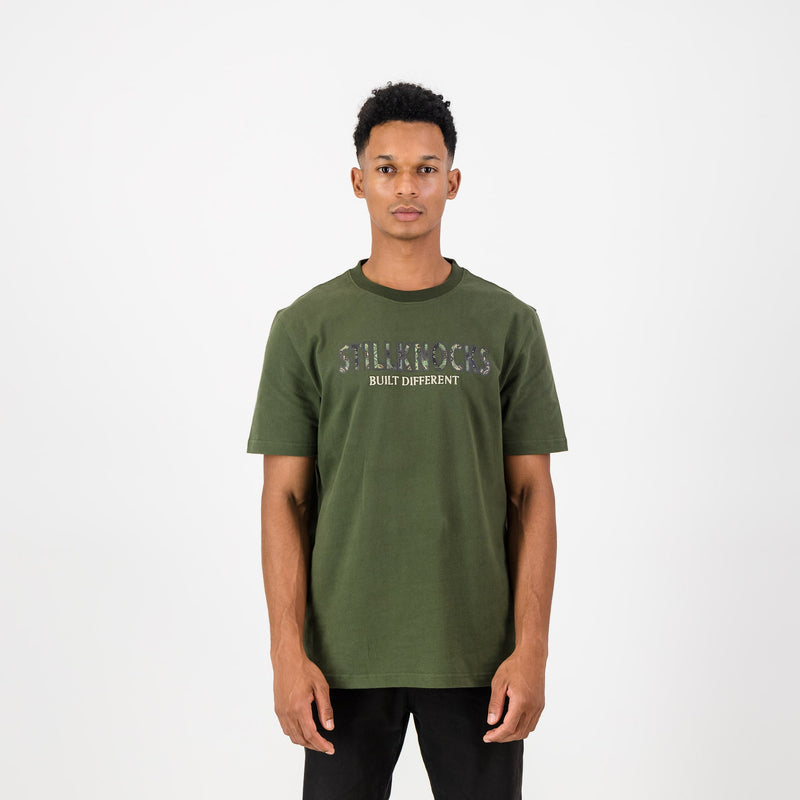 Stillknocks Built Diff Regular Crew Tee - Military Olive - Old School